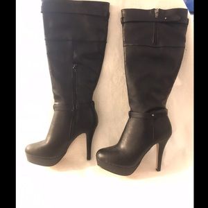 New Madden Girl black platform knee boots